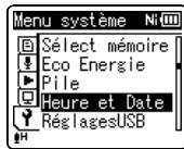 OLYMPUS WS-811+ME-51 - Appuyez sur la touche + ou - pour désirir [Heure et Date]. - 1