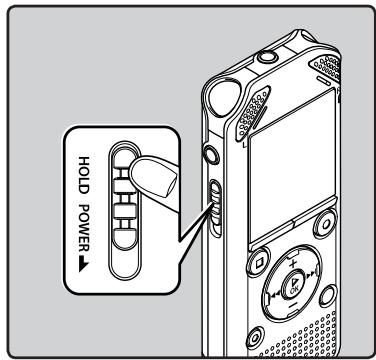 OLYMPUS WS-813 - Glissez le commutateur POWER/HOLD en position [HOLD]. - 1
