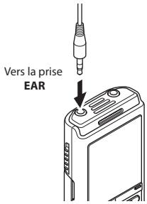 OLYMPUS VN732PC - Branchez les écouteurs sur la prise EAR de l'enregistreur vocal. - 1
