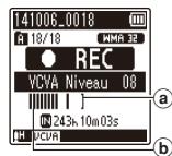 OLYMPUS VN 733PC - Appuyez sur la touche▶l ou l▲ pour régler le niveau d'activation vocal. - 2