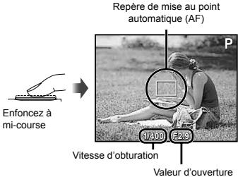 OLYMPUS VG-180 - Enforcez le déclencheur à mi-course pour faire la mise au point sur le sujet. - 1