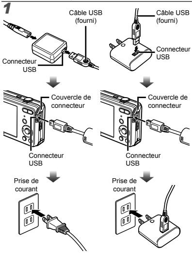 OLYMPUS VG-180 - Chargement de la batterie avec l'adaptateur secteur USB fourni - 1