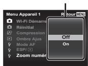 OLYMPUS STYLUS TG-4 - Utilisez  (molette principale) pour selectionner le sousmenu 1 souhaité puis appuyez sur la touche. - 3