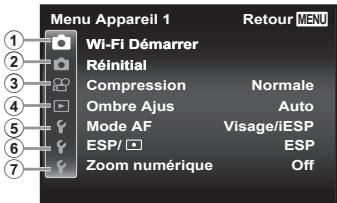 OLYMPUS STYLUS TG-4 - Utilisation des fonctions du menu de configuration - 1