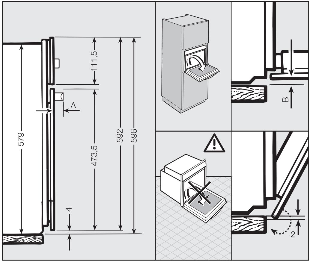 MIELE H 2561 BP BB - Cotes détaillées de la façade du four - 1