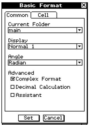 CASIO CLASSPAD 300 - Boite de dialogue du format de base - 1