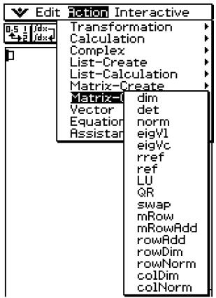 CASIO CLASSPAD 300 - Emploi du sous-menu Calcul-Matrice - 1