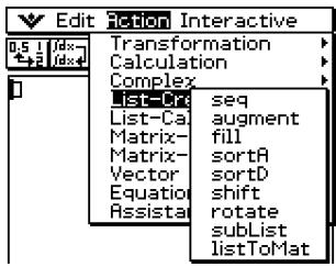 CASIO CLASSPAD 300 - Emploi du sous-menu Création-Liste - 1