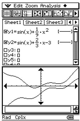 CASIO CLASSPAD 300 - - Exemple de sélection de fenêtre (Graphe &amp; Table) - 1