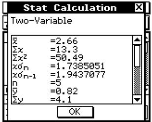 CASIO CLASSPAD 300 - - Afficher les résultats d'un calcul à deux variables - 1