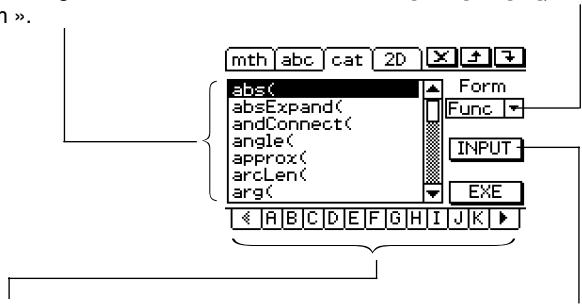 CASIO CLASSPAD 300 - - Configuration du clavier catalogue (cat) - 1