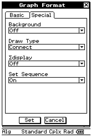 CASIO CLASSPAD 300 - Boite de dialogue du format de graphe - 2
