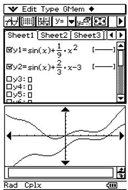 CASIO CLASSPAD 300 - - Exemple de sélection de fenêtre (Graphe &amp; Table) - 5