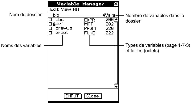 CASIO CLASSPAD 300 - Vues du gestionnaire de variables - 2