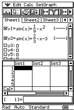 CASIO CLASSPAD 330 - - Exemple de sélection de fenêtre (Graphe &amp; Table) - 9