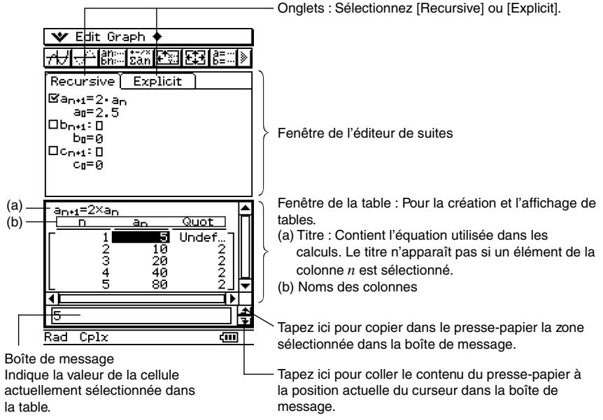 CASIO CLASSPAD 330 - Fenêtre de l'application Suites - 1