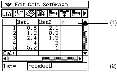 CASIO CLASSPAD 330 - - Afficher les valeurs de la variable « residual » - 1