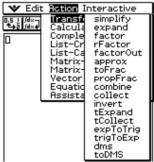 CASIO CLASSPAD 330 - Emploi du sous-menu Transformation - 1