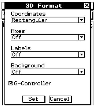 CASIO CLASSPAD 330 - Boite de dialogue du format 3D - 1