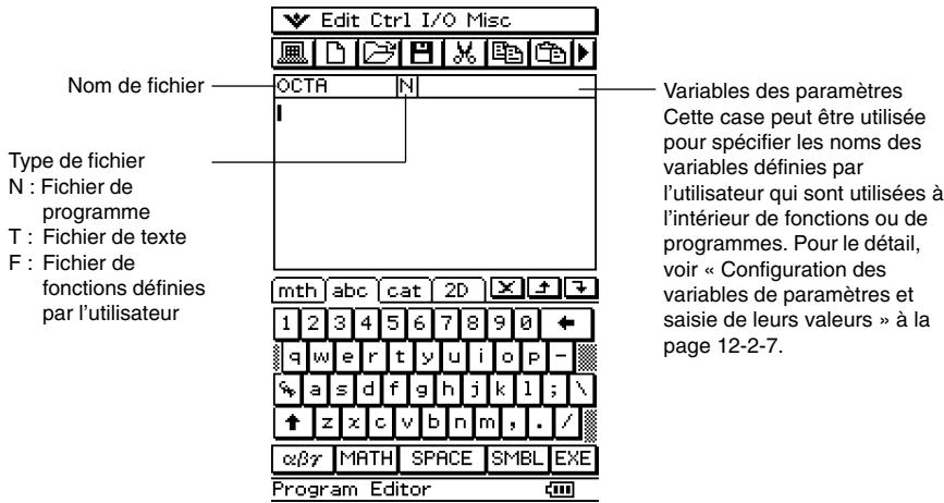 CASIO CLASSPAD 330 - - Afficher la fenêtre de l'éditeur de programmes - 1