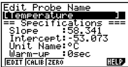 CASIO GRAPH 25+ - - To recall the specifications of a Vernier sensor and configure custom probe settings - 2