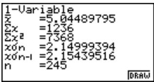 CASIO GRAPH 35 - ■ Affichage de résultats statistiques à variable unique - 1
