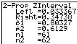CASIO GRAPH 35 - Calculer l'intervalle Z à 2 proportions en définissant les paramètres - 1