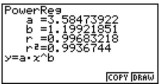 CASIO GRAPH 35 - ■ Graphe de régression de puissance - 1