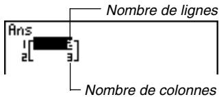 CASIO GRAPH 35+ - Exemple 3 Contrcler les dimensions de la matrice A qui a ete enregistrree dans l'exemple 1 - 1