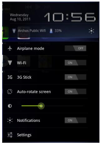 ARCHOS 101 - Les Reglages Rapides - 1