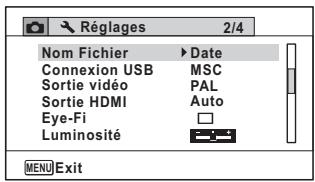 PENTAX WG-10 - - [Réglages] menu 2 - 1