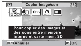 PENTAX WG-10 - Aidez-vous du bouton de navigation ( ) pour selectionner (Copier image/ son). - 1