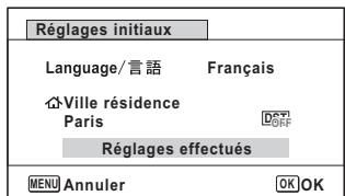PENTAX WG-10 - Appuyez deux fois sur le bouton de navigation () pour selectionner [Réglages effectués]. - 1