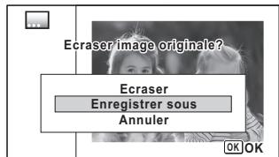 PENTAX WG-3 - Utilisez le bouton de navigation ( ) pour selectionner [Ecraser] ou [Enregistrer sous]. - 1