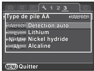 PENTAX K50 - Réglage du type de batterie - 1