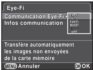 PENTAX K50 - Utilisez le bouton de navigation (▲▼) pour sélectionner l'action puis appuyez sur le bouton OK. - 1