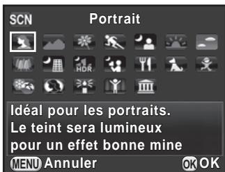 PENTAX K50 - Utilisez le bouton de navigation (   ) ou la molette arrête (?) pourCHOISIR un mode scenepuis appuyez sur le bouton OK. - 1