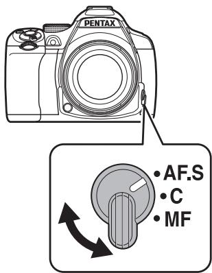 PENTAX K50 - Réglez l'interrupteur du mode de mise au point sur AF.S. - 1