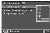 PENTAX K3 - Sélectionnez [HDR AUTO], [HDR 1], [HDR 2] ou [HDR 3] et appuyez sur. - 1