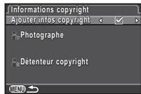 PENTAX K3 - Réglage des informations sur le copyright - 2