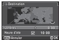 PENTAX K3 - Affichage de la date et l'heure locales de la ville spécifiée - 2