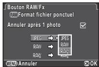 PENTAX K3 - Réglage du format fichier ponctuel - 1