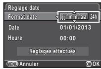PENTAX K3 - Appuyez sur  et utilisez  pour désir le format de date. - 1
