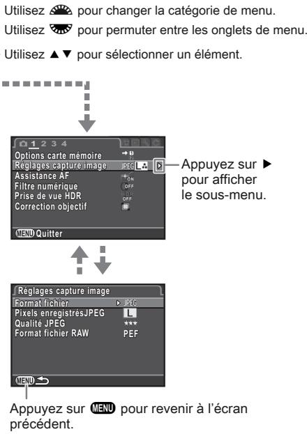 PENTAX K-3 - Utilisation de l'écran de réglage des paramètres - 3