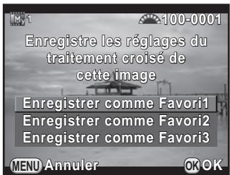 PENTAX K50 - Utilisez le bouton de navigation (▲▼▲▶) pour sélectionner Enregistrer traitement) et appuyez sur le bouton OK. - 1