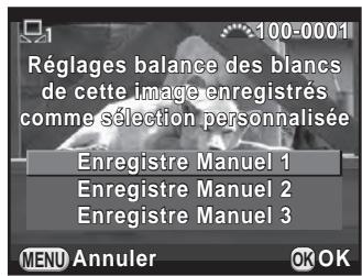 PENTAX K50 - Appuyez sur le bouton de navigation ( ) pour selectionner un numero et appuyez sur le bouton OK. - 1