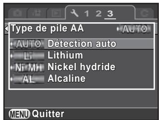 PENTAX K50 - Réglage du type de batterie - 1
