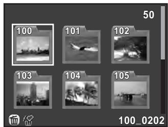 PENTAX K50 - Tournez la molette arrêté ( ) vers la gauche (vers ) de nouveau pour passer à l'affichage dossier. - 1