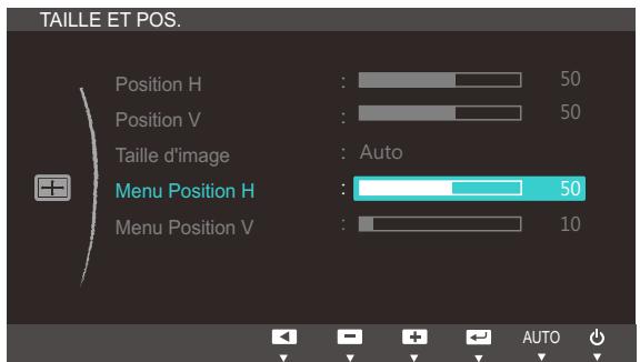 SAMSUNG SYNCMASTER S27B350H - Configuration des fonctions Menu Position H et Menu Position V - 1