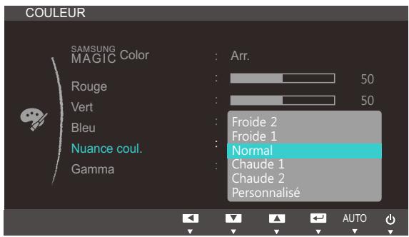 SAMSUNG SYNCMASTER S27B350H - Configuration des paramètres Nuance Coul. - 1